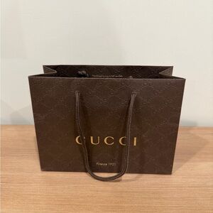 Gucci Brown Paper Shopping Bag with Gold Logo